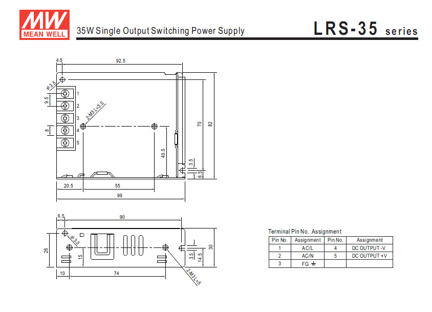 หม้อแปลง Switching Meanwell 35W 12 / 24Vdc