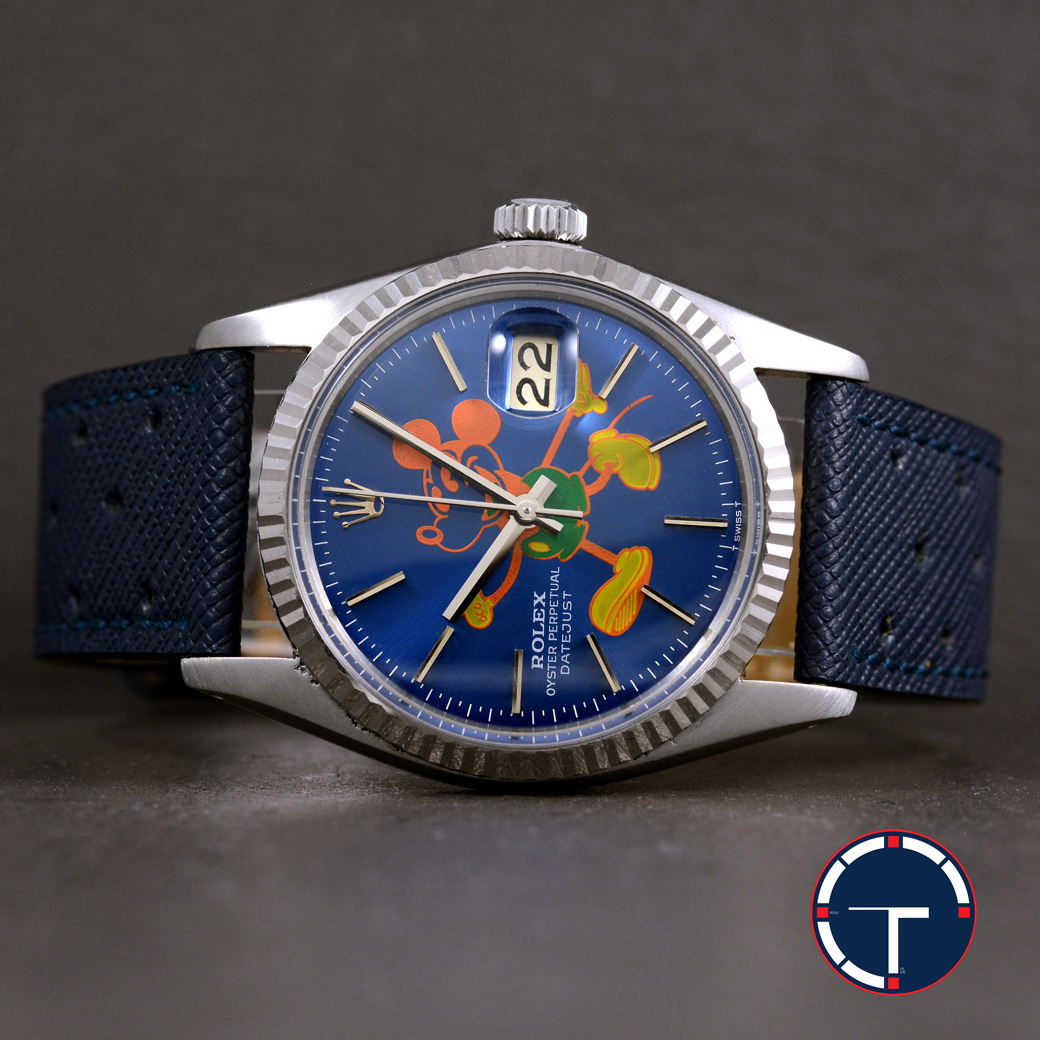 Rolex DateJust Ref.16014 หน้าปัดMickey Mouse ขอบหยักทองคำขาว นาฬิกาปี1980 Automatic ขนาด 36 mm