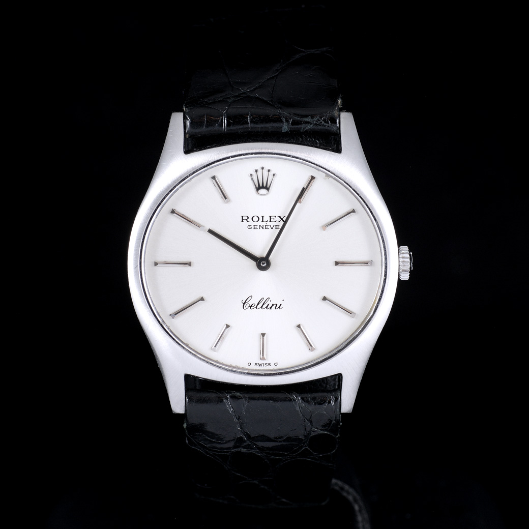 Rolex Cellini Sigma Oval Dial "Unpolished" หน้าปัดสีขาว หลักชั่วโมงทองคำขาว ตัวเรือนทองคำขาว18K ฝาหลังมีสติ๊กเกอร์เดิม สายหนังแท้ หัวเข็มขัดแท้ นาฬิกาปี1974 ไขลาน ขนาด 31 mm