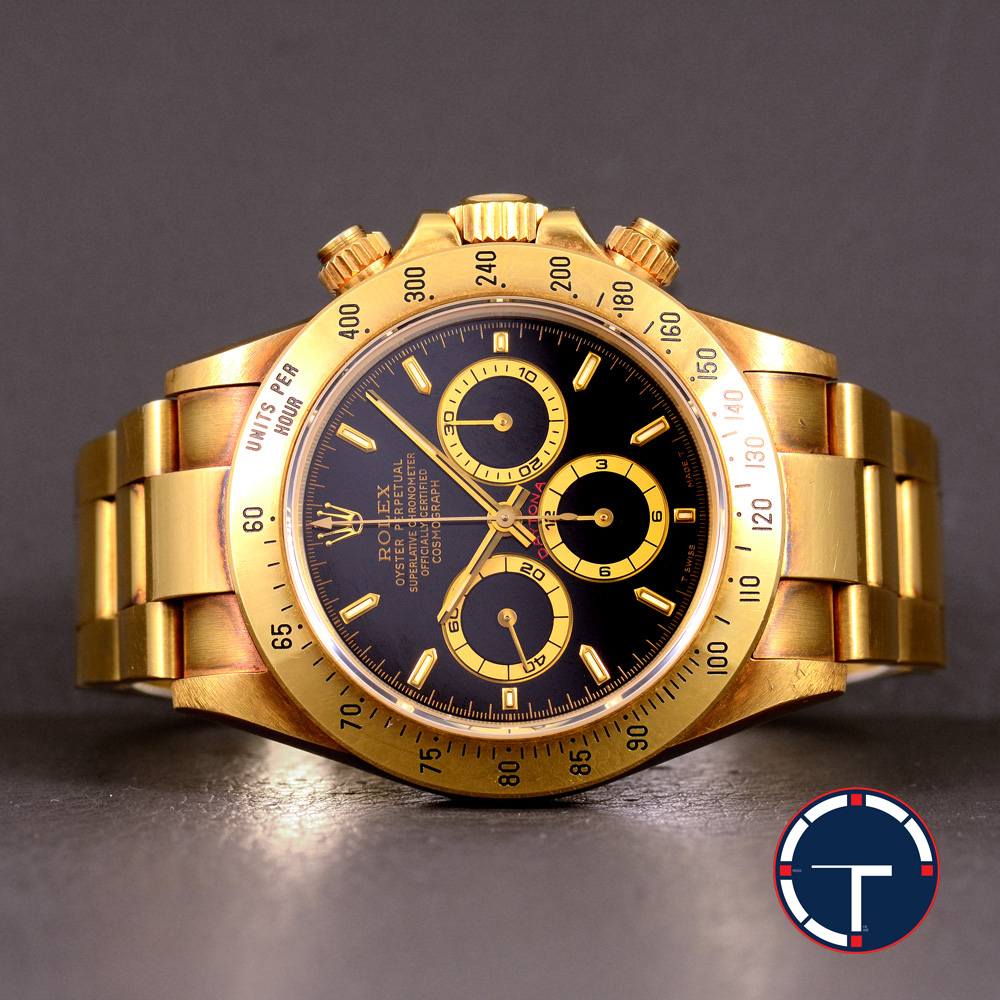 **SOLD**Rolex Cosmograph Daytona Ref.16528 Zenith Movement หน้าปัดสีดำ ตัวเรือนทองคำ สายแท้ทองคำ18k ปี1993 Automatic ขนาด 40 mm
