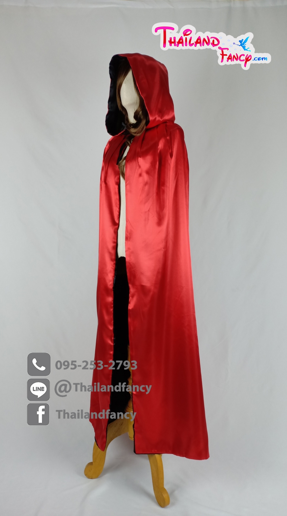 ชุดคลุมพ่อมด เสื้อคลุมฮาโลวีน ชุดแฟนซีผี ชุดคลุมฮู้ดปีศาจ Cosplay Wizard ผ้าคลุมหนูน้อยหมวกแดง ผ้าคลุมฮู้ด 2 ด้าน ดำแดง