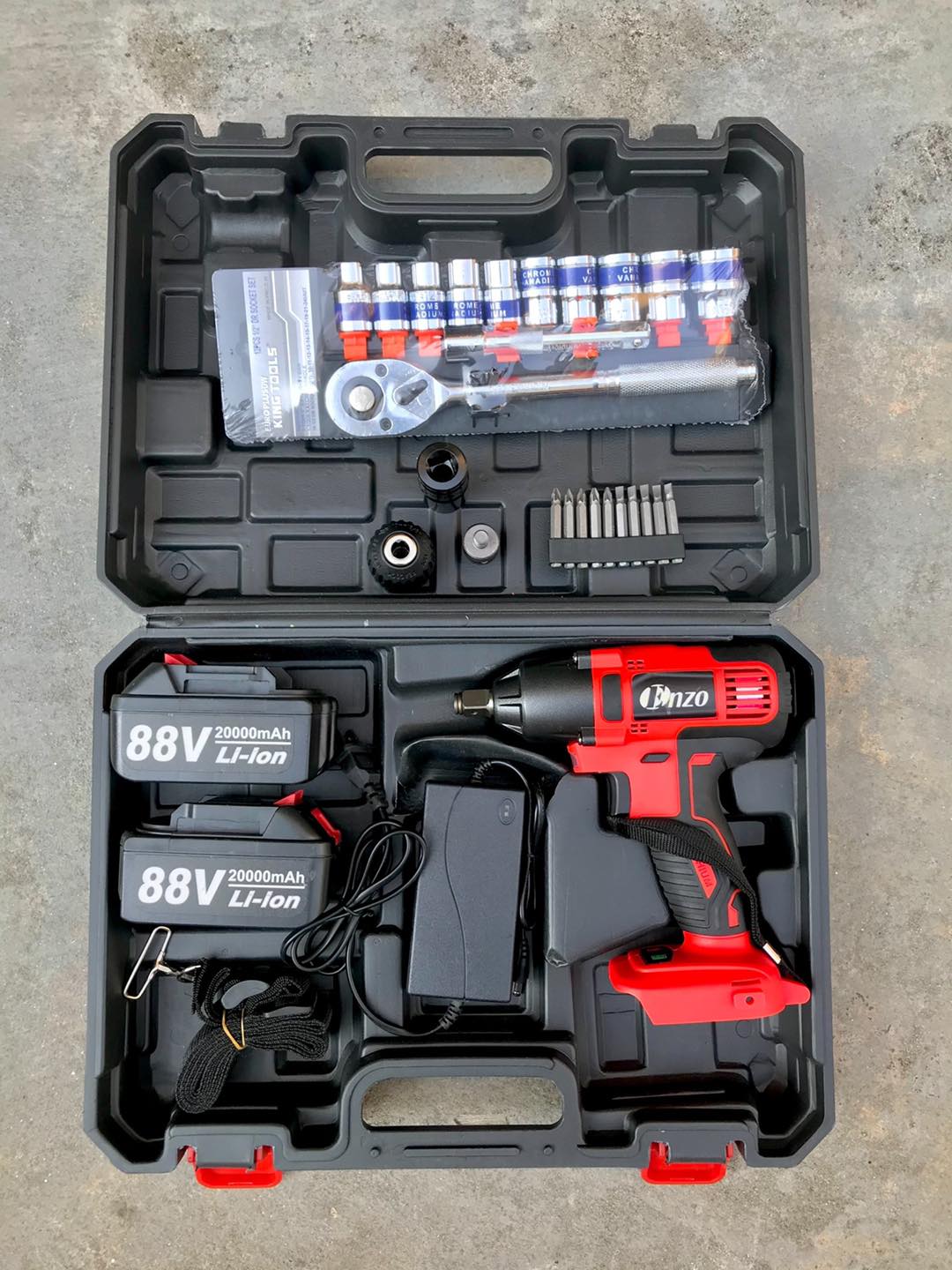 บล็อกแบตเตอรี่ 88V (ใช้ถอดน๊อตล้อรถยนต์) + ชุดบล็อก 12 ชิ้น Euro