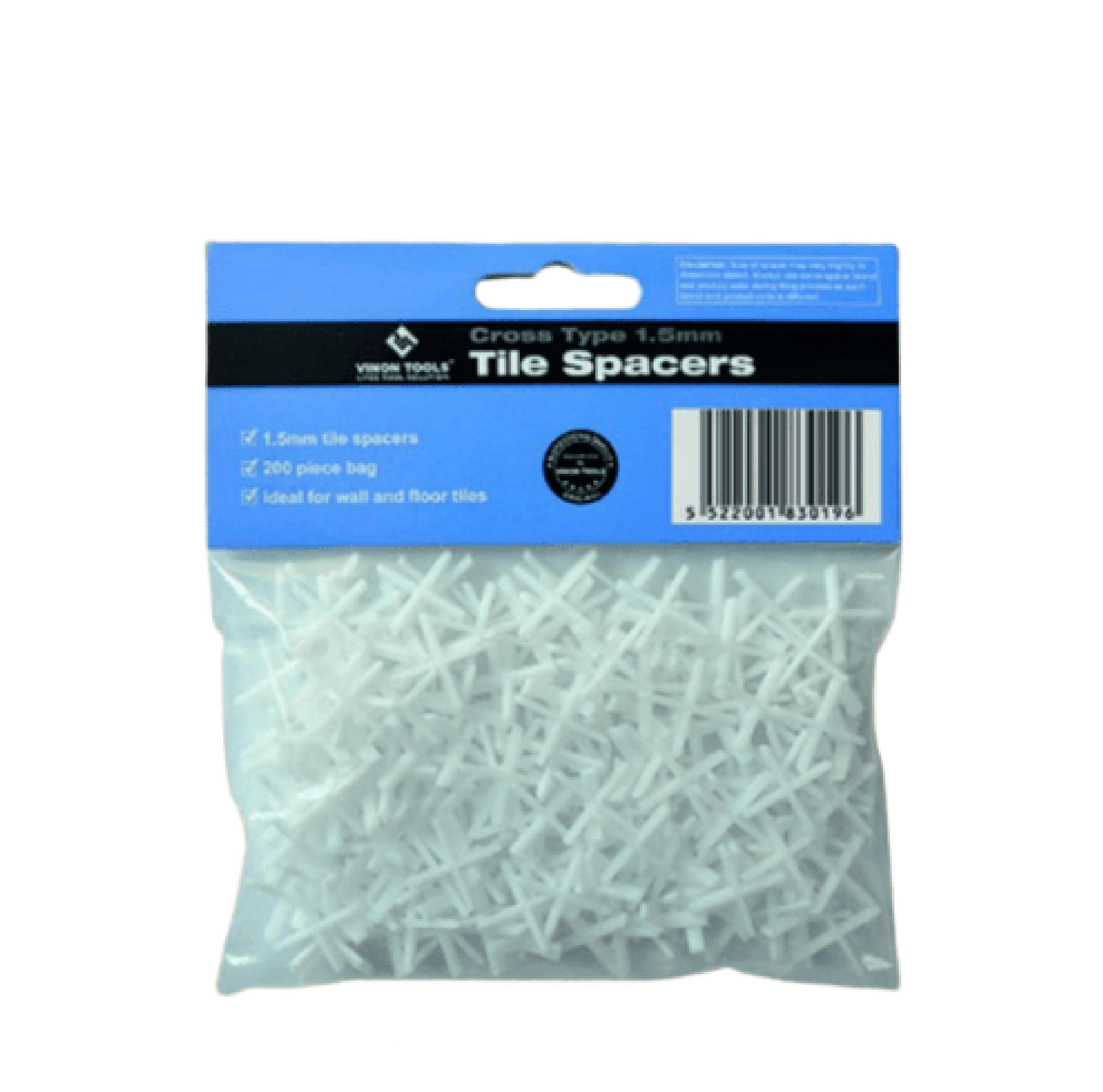 VINON TOOLS อุปกรณ์จัดแนวกระเบื้อง ขนาด 1.5 มม. สีขาว บรรจุ 200 ชิ้น/แพ็ค