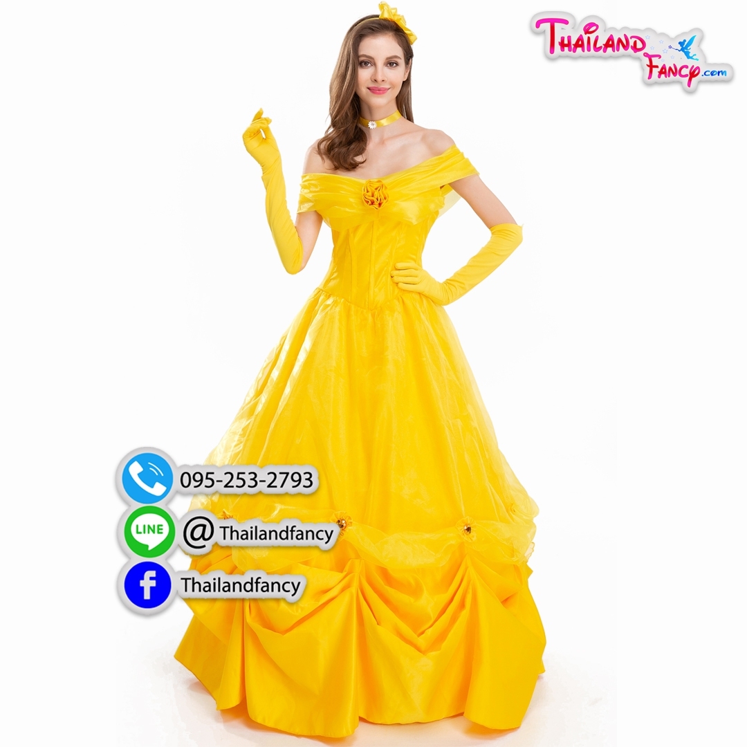 ชุดแฟนซีผู้หญิงสำหรับเช่า Belle Costume เช่าชุดแฟนซีเจ้าหญิงเทพนิยาย Beauty and the Beast ชุดเช่าเจ้าหญิงเบลล์การ์ตูนบิวตี้แอนด์เดอะบีสท์