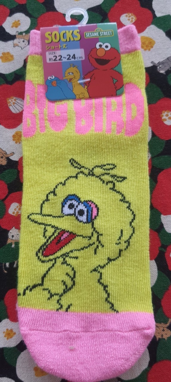 Big bird sesame street ถุงเท้า ของแท้จากญี่ปุ่น ผ้าดีนุ่มใส่สบาย ลายสกรีนสวย ใช้ดี ใช้ทน Size : 22-24 cm
