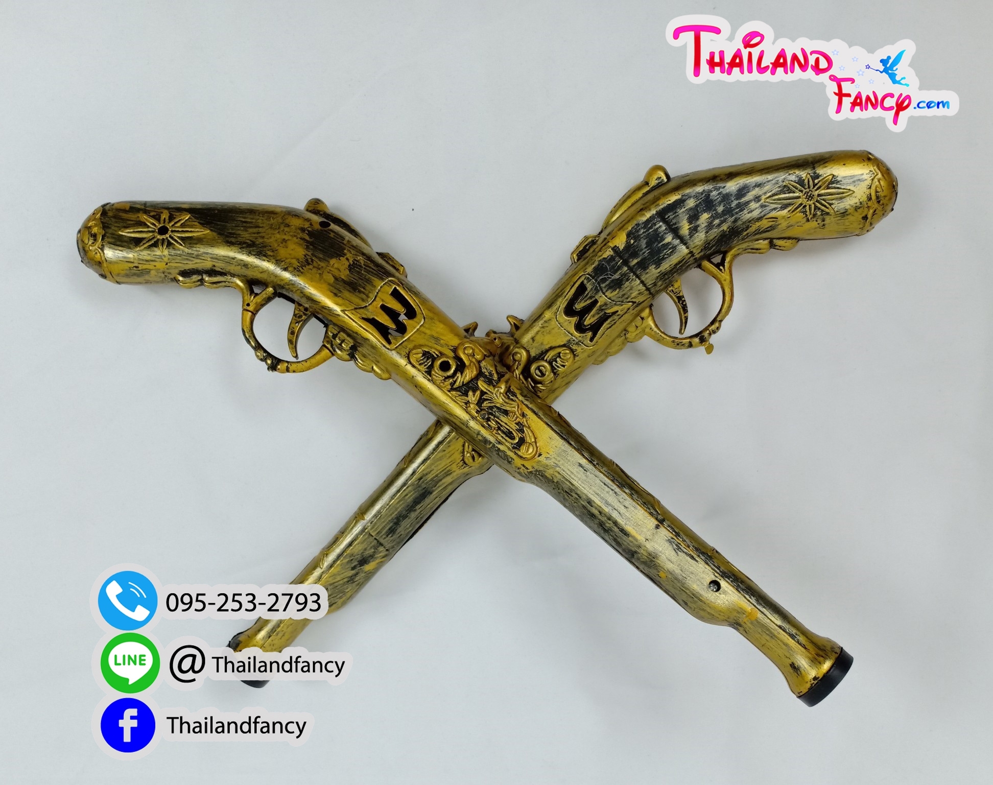 อุปกรณ์แฟนซีโจรสลัด ปืนโจรสลัด ปืนแจ๊คสแปร์โรว์ Pirate of the Caribbean อุปกรณ์โจรสลัดคอสเพลย์ ปืนยาวโจรสลัดลายกระโหลกไขว้