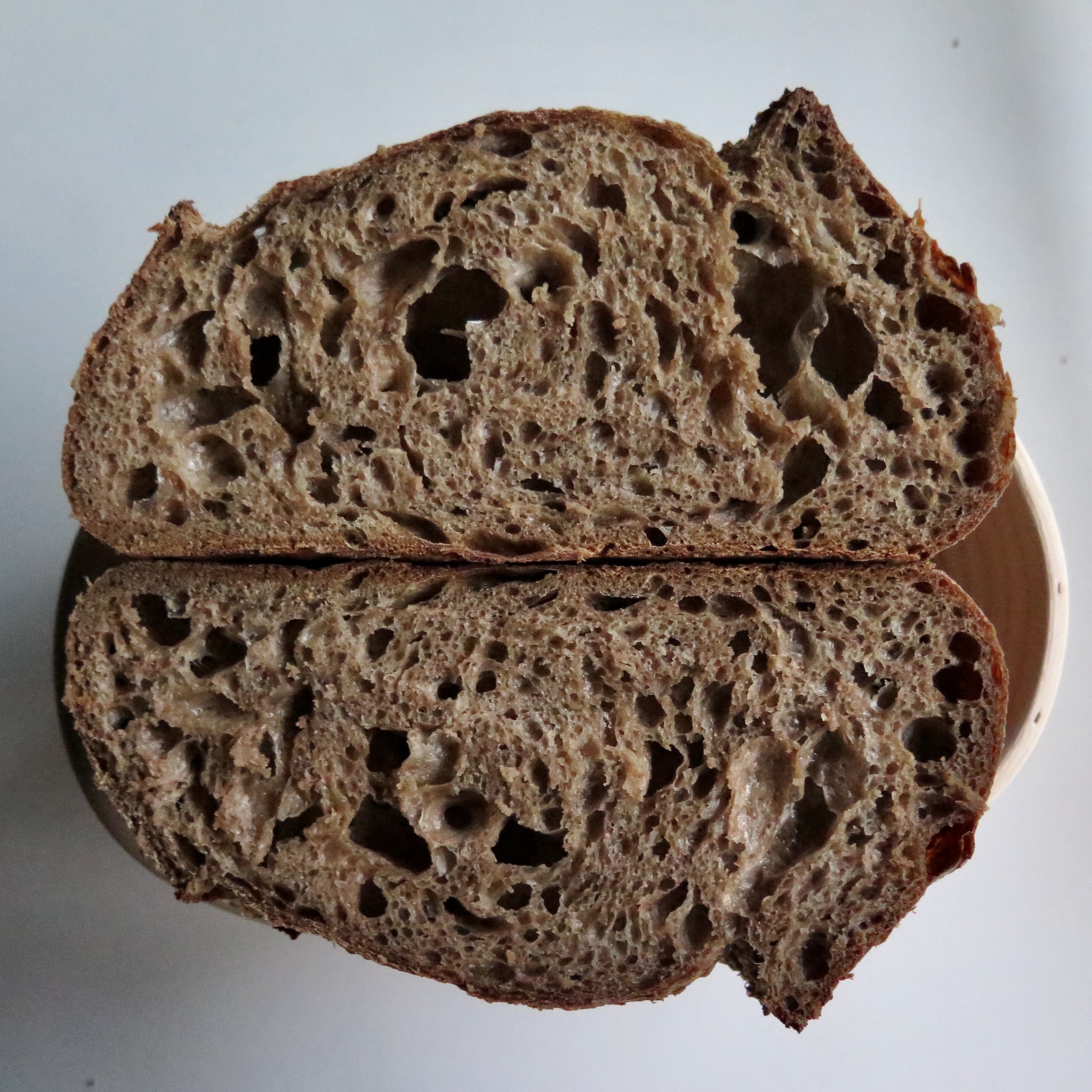 Ⓥ Roasted Rye Malt Sourdough (เจ, 16% Whole Wheat, Vegan)
