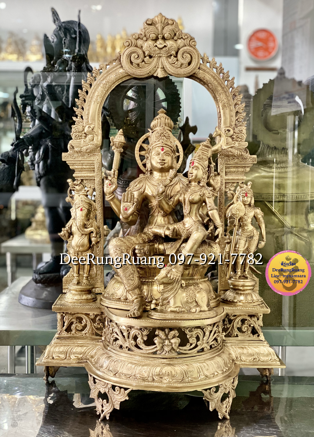 พระศิวะ พระแม่อุมา พระคเณศ พระขันทกุมาร (องค์ใหญ่) ***South India Bronze Statue***