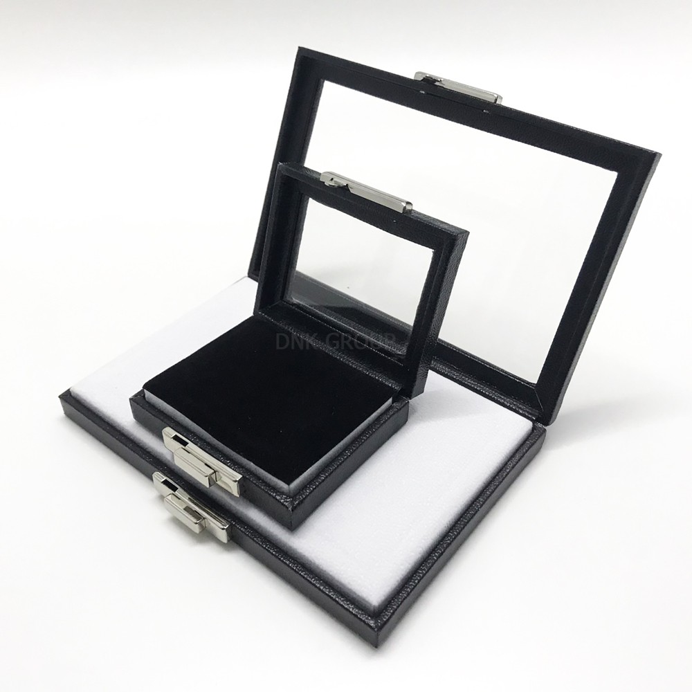 กล่องโชว์เครื่องประดับ (พื้น2สีขาว/ดำ) กล่องใส่เครื่องประดับ กล่องใส่พลอย กล่องใส่จิวเวรี่ กล่องโชว์เป็นกระจกใสด้านหน้า