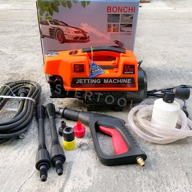 เครื่องอัดฉีดแรงดันสูง Bonchi 350 บาร์ รุ่น 3 ระบบ ต่อจากก๊อกน้ำ ดูดน้ำจากถังได้ ทำโฟมได้ในตัว