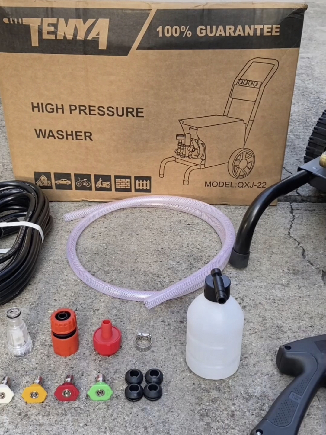 เครื่องฉีดน้ำแรงดันสูงมีล้อ ยี่ห้อ Tenya รุ่น QXJ-22