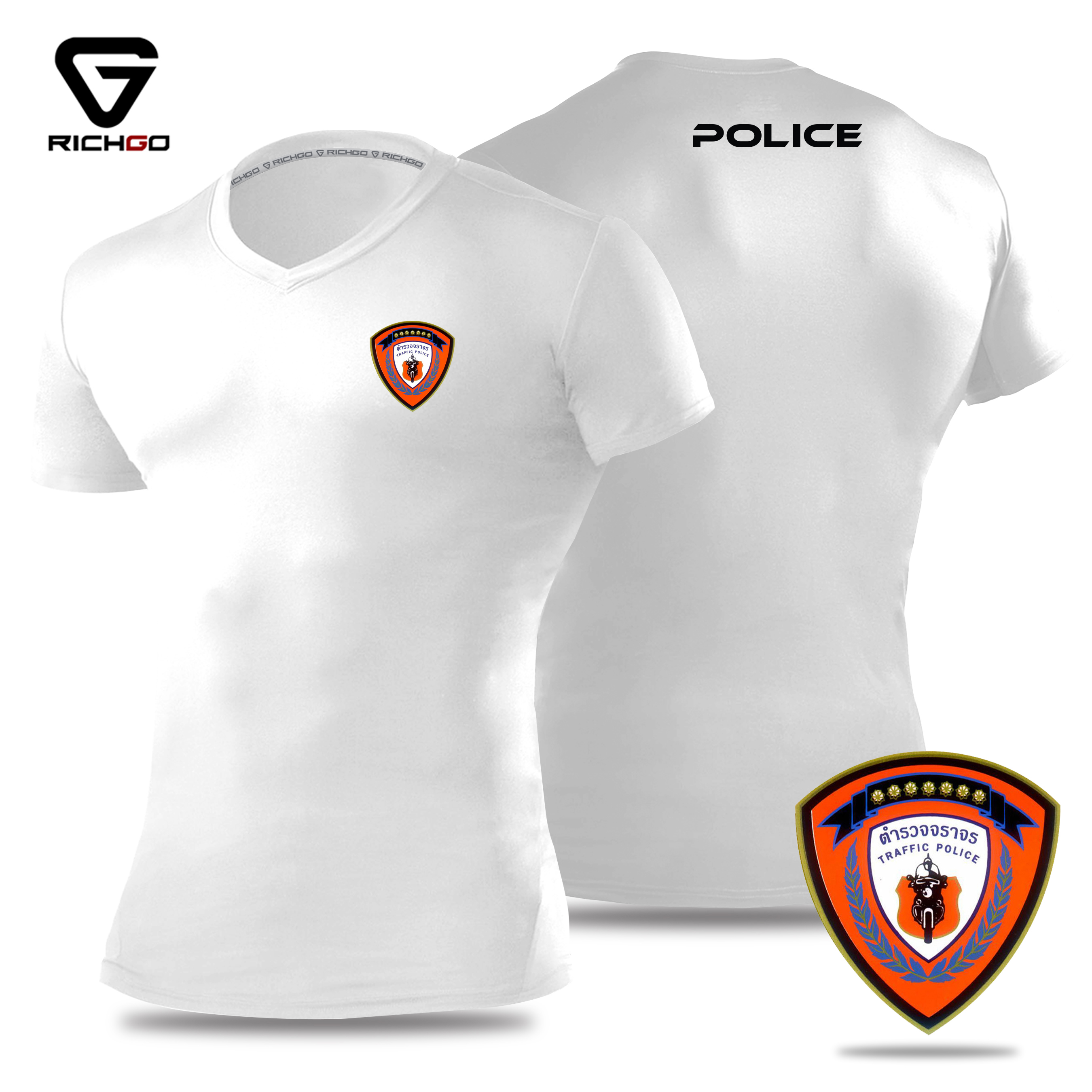 NVPL11-เสื้อยืดคอวีตำรวจจราจร
