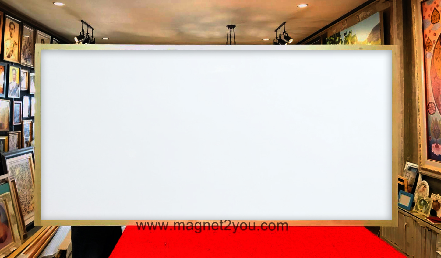 กระดานไวท์บอร์ดติดแม่เหล็กได้ 120x240 ติดผนัง (โครง 10 MM)กรอบไม้สนเลือกสีได้