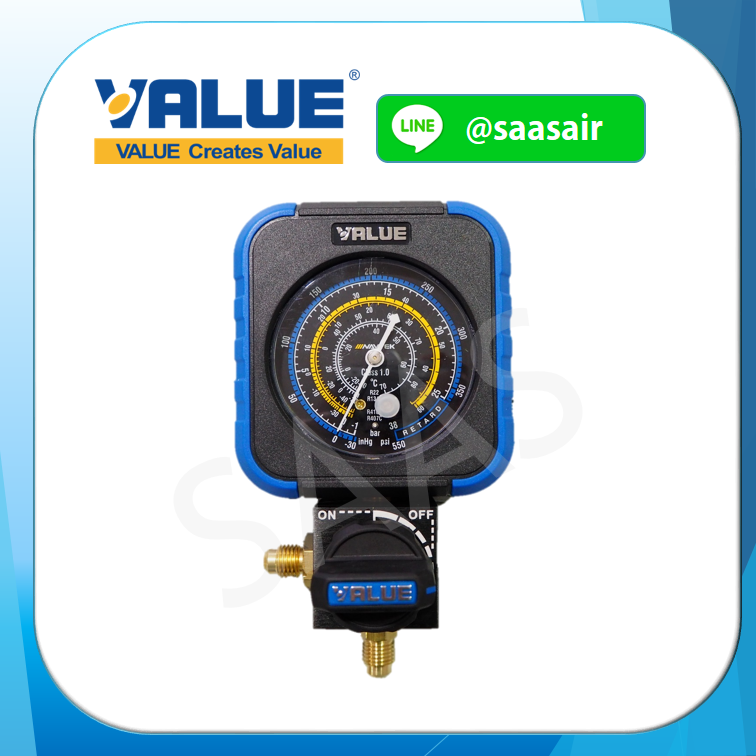 เกจวัดน้ำยาแอร์หัวเดี่ยว VALUE รุ่น VRM-B-0404 /22/134/410 *LOW