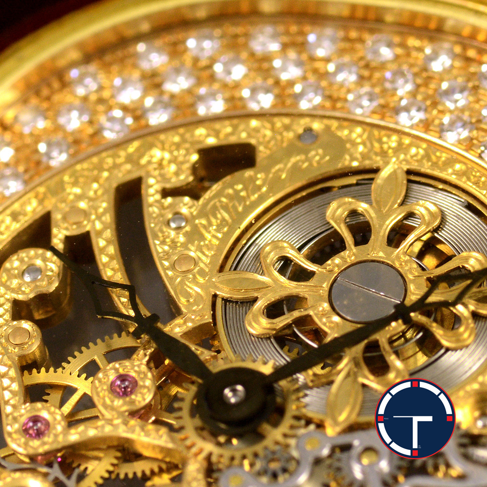 **ขายแล้ว** Patek Philippe Golden Ellipse Ref.3881 หน้าปัดทองคำแกะสลัก ฝังเพชร ตัวเรือนทองคำ หลังเปลือยทองคำแกะสลัก สายหนังแท้ หัวเข็มขัดแท้ ไขลาน ขนาด 32 x 27 mm