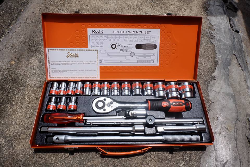 ชุดบล๊อก KOCHE (โคเช่) 1/2 นิ้ว หรือ 4 หุน 25 ตัว/ชุด 6 เหลี่ยม