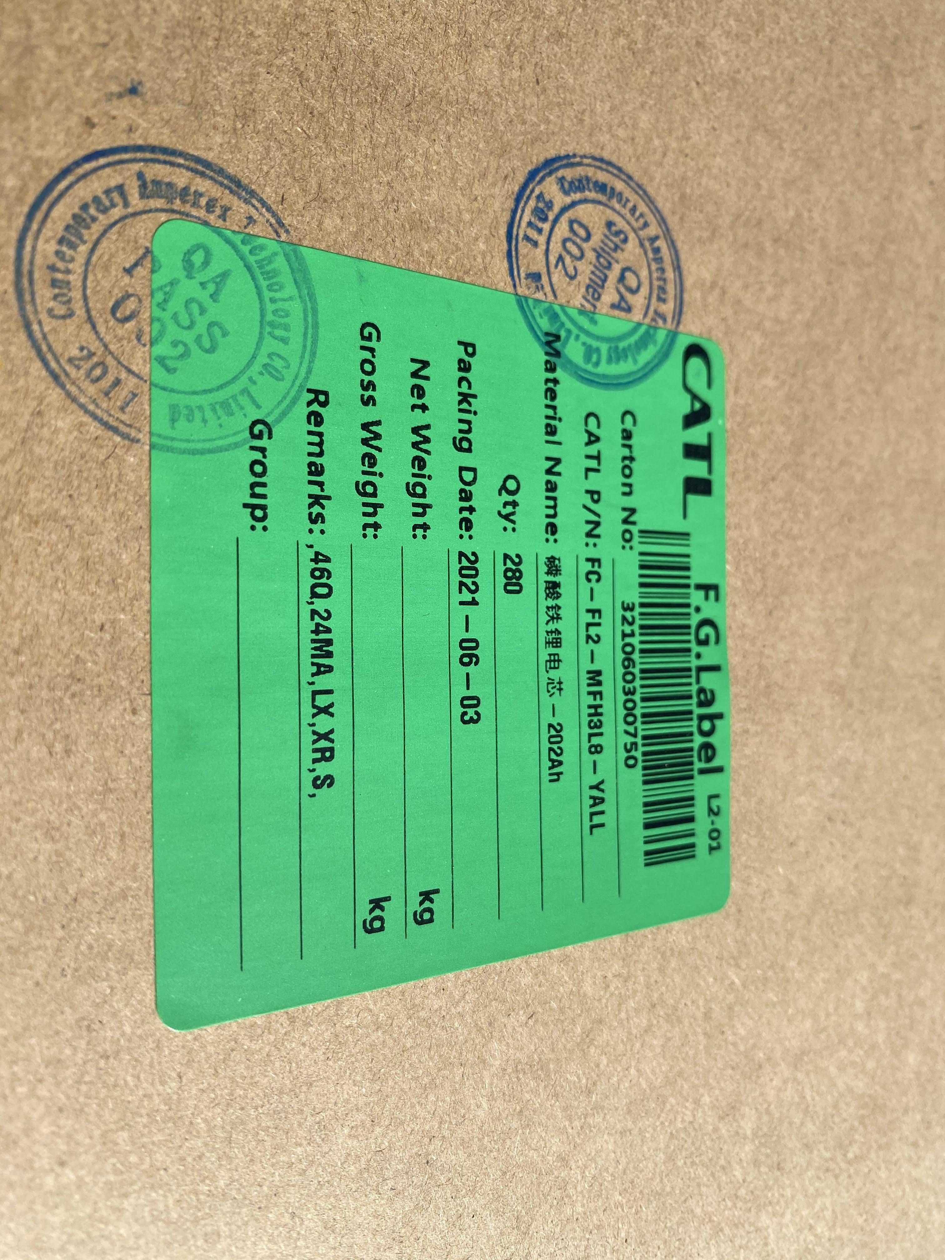 แบตเตอรี่ ลิเธียมฟอสเฟส CATL 3.2v 202Ah เกรด A ของใหม่ สินค้าพรีออเดอร์