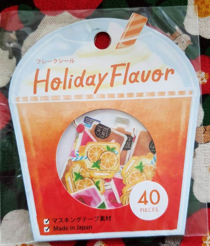 สติ๊กเกอร์ ญี่ปุ่น ลายน่ารักๆ เครื่องดื่ม 1 แพ๊ค มี 10 แบบ (รวม 40ชิ้น) Holiday Flavor sticker MADE IN JAPAN