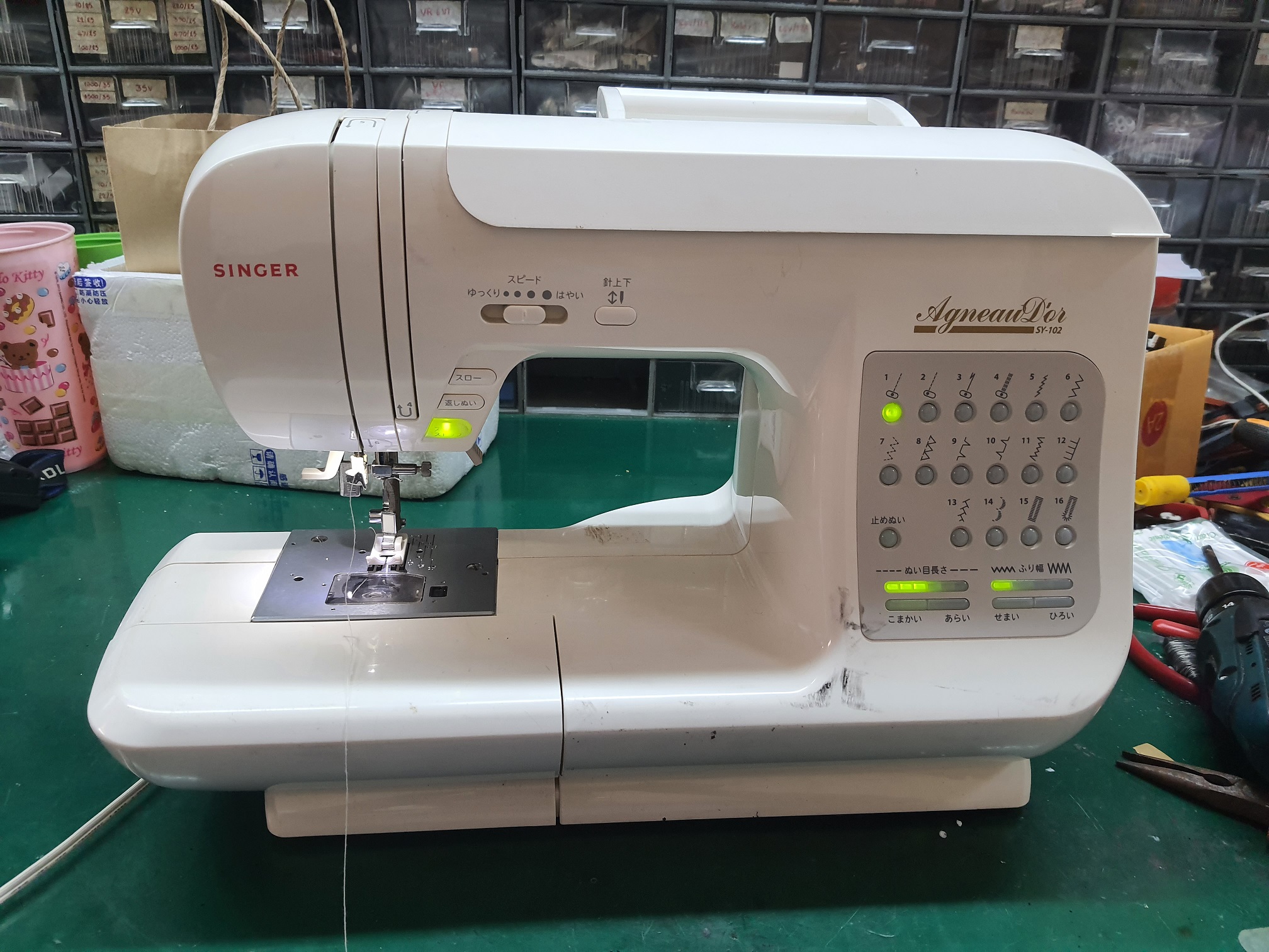 ซ่อมจักรเย็บผ้า ยี่ห้อ SINGER รุ่น SY-102 อาการเครื่องไม่ทำงาน