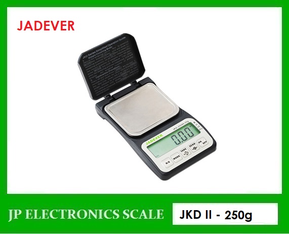 เครื่องชั่งแบบพกพา250g เครื่องชั่งดิจิตอล250กรัม ตาชั่งพกพา250g เครื่องชั่งเล็ก250กรัม เครื่องชั่ง250g ละเอียด 0.05g ทศนิยม 2 ตำแหน่ง ยี่ห้อ JADEVER รุ่น JKD II-250