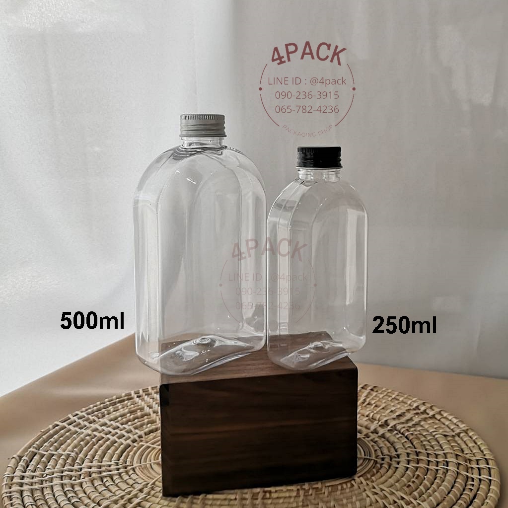 (กล่องเล็ก)ขวดพลาสติกpetใส ทรงแบนขนาด 250ml 500 ml