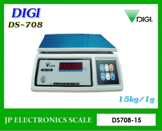 เครื่องชั่ง15กิโลกรัม เครื่องชั่งน้ำหนัก15กิโล เครื่องชั่งละเอียดสูง15kg เครื่องชั่งน้ำหนัก15kg ตาชั่ง15กิโล ความละเอียด 1g กิโลดิจิตอล15กิโล เครื่องชั่ง15kgx1g ยี่ห้อ DIGI รุ่น DS-708-15K ขนาดถาดชั่งน้ำหนัก 293*200mm.