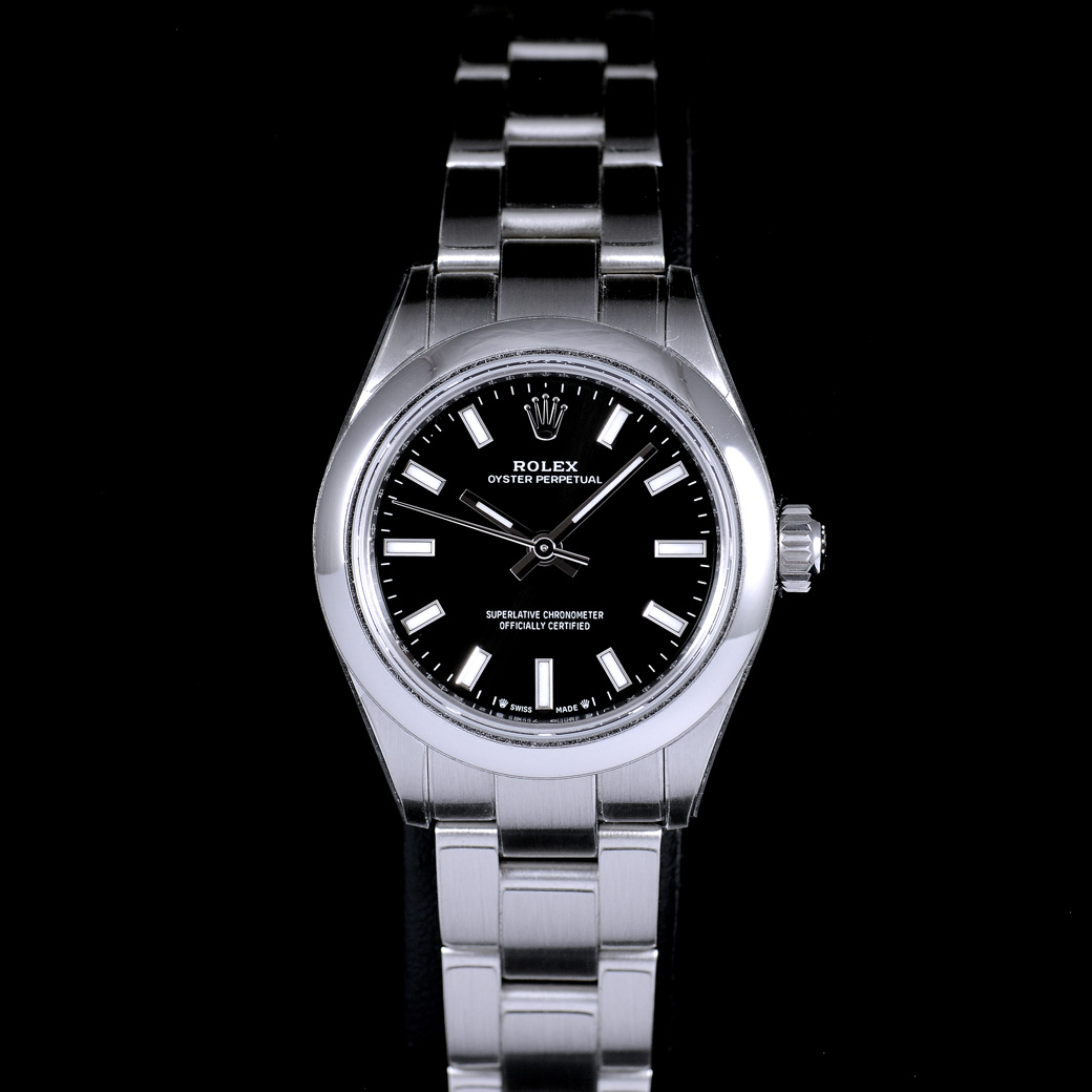 Rolex Oyster Perpetual Ref.276200 Black Stainless Steel หน้าปัดสีดำ สายเหล็กแท้ กล่องใบครบ นาฬิกาปี2025 Automatic ขนาด 28mm