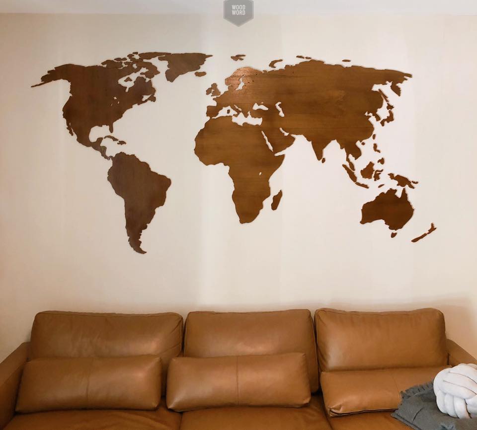 แผนที่ไม้ ตกแต่งติดผนัง