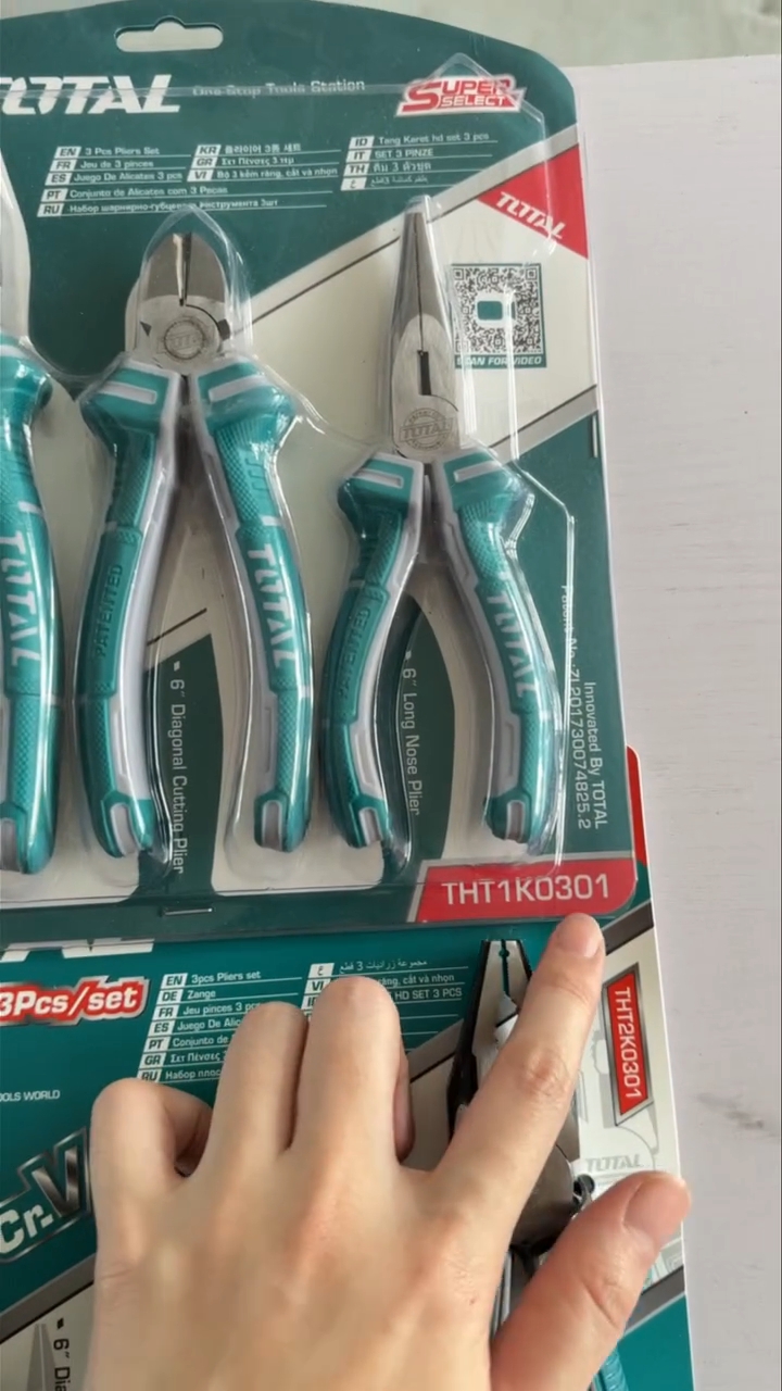คีม 3 ตัวชุด ยี่ห้อ TOTAL คีมตัดปากเฉียง6นิ้ว คีมปากแหลม6นิ้ว คีมปากจิ้งจก8นิ้ว