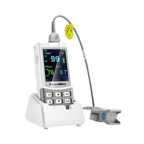 เครื่องวัดออกซิเจนปลายนิ้วแบบพกพา CHOICEMMED Handheld Pulse Oximeter รุ่น MD300M พร้อมแท่นชาร์จแบตเตอรี่ และถ่านชาร์จ
