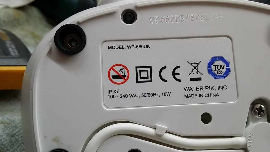 ซ่อมเครื่องทำความสะอาดฟัน ยี่ห้อ WATERPIK รุ่น WP-660UK อาการเปิดไม่ติด