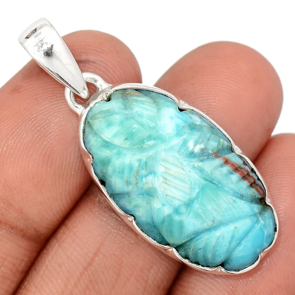 จี้ลาริมาร์ งานแกะ Larimar เงินแท้ 925
