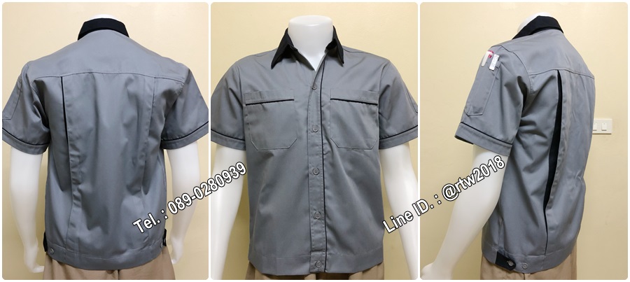 รหัส A34 : เสื้อช่างแขนสั้นแบบเทากุ้นกรม