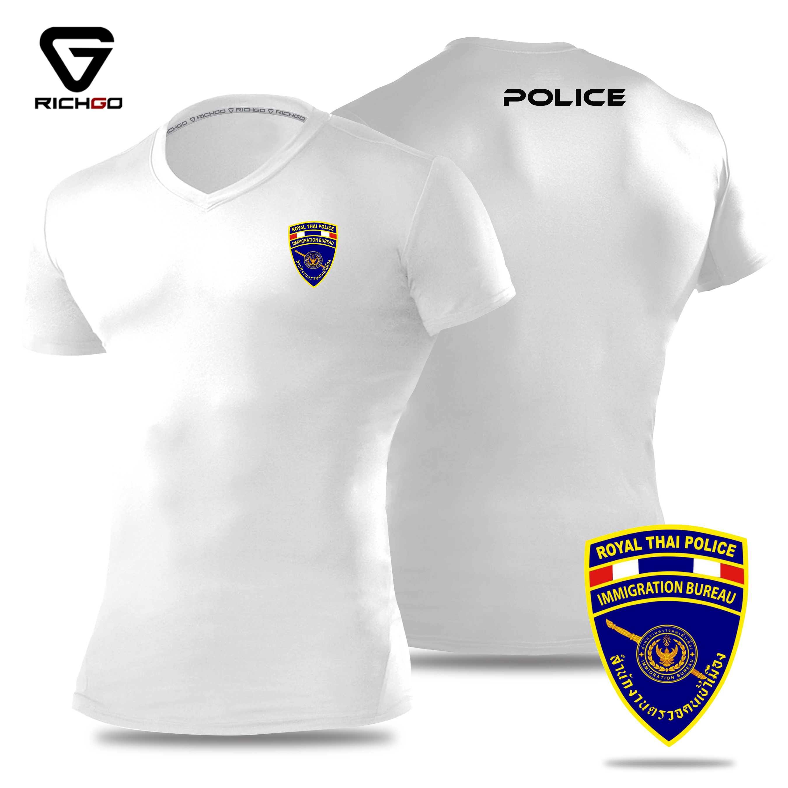 NVPL06-เสื้อยืดคอวีตำรวจตรวจคนเข้าเมือง