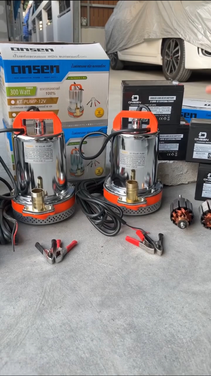 ปั้มไดโว่ ยี่ห้อ Onsen 12V 24V แถมตัวคีบแบต 1คู่