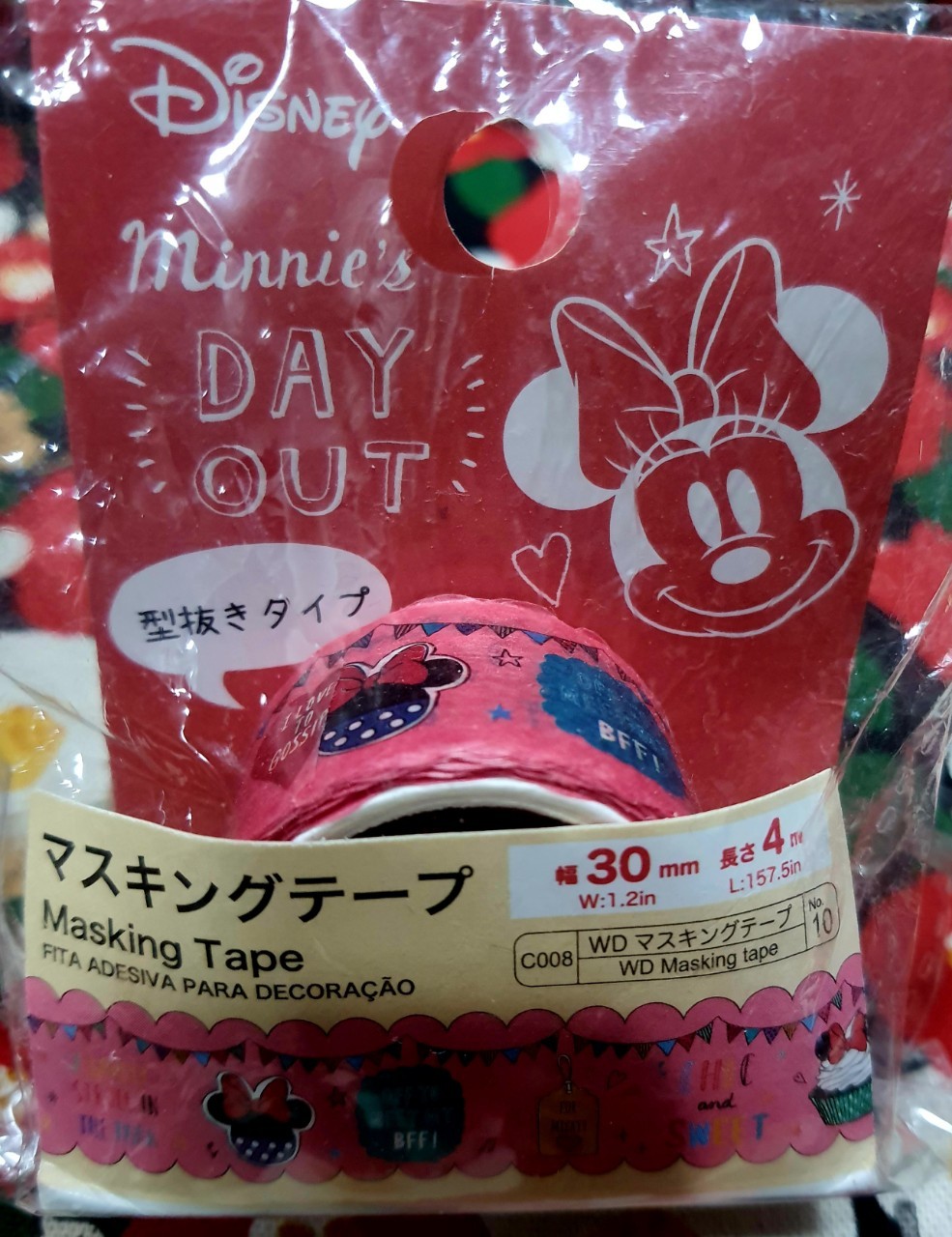 Disney Minnie mouse Masking Tape เทปตกแต่งมินนี่เม้าส์ ของแท้จากญี่ปุ่น ความยาว 4 m 30 mm