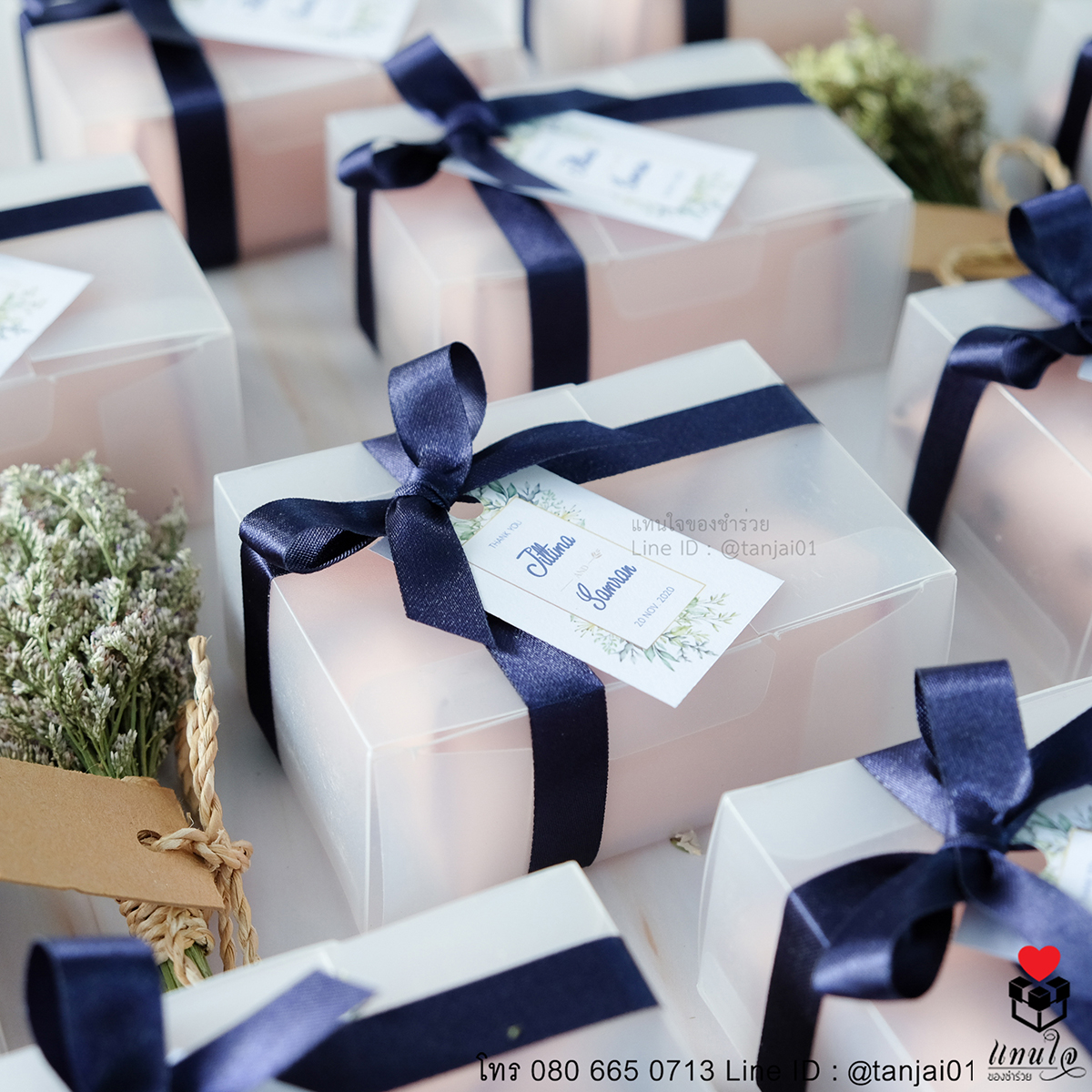 ของชำร่วยงานแต่งงาน กระเป๋าใส่เหรียญสีพาสเทล ผูกโบว์ป้ายชื่อมินิมอล เลือกสีโบว์ตามธีมงานได้จ้า