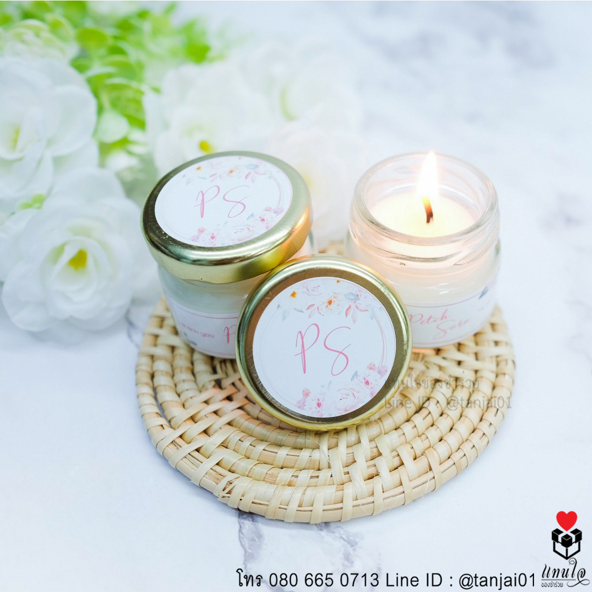 ของชำร่วยงานแต่งงาน ,ของแจกงานแต่งงาน, เทียนหอมในขวดแก้ว 1oz
