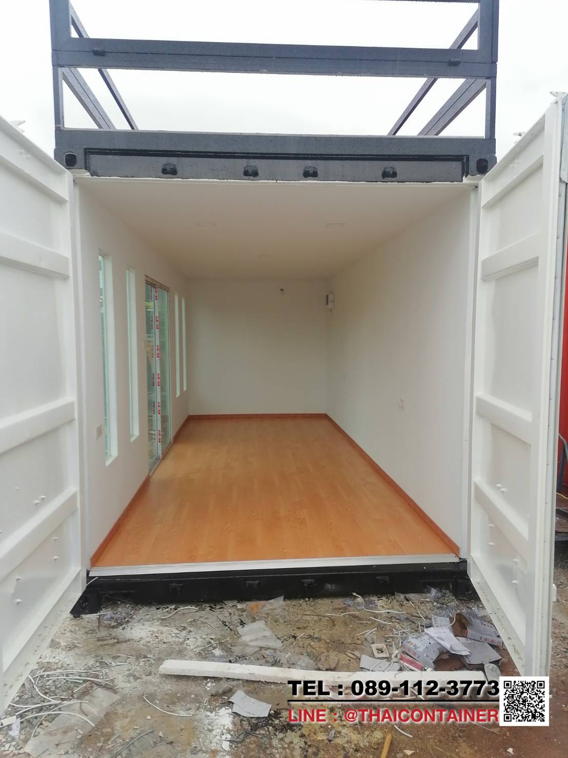ตู้คอนเทนเนอร์ เหล็กแท้ เกรดส่งออก 20 ฟุต พร้อมบันไดและระเบียง