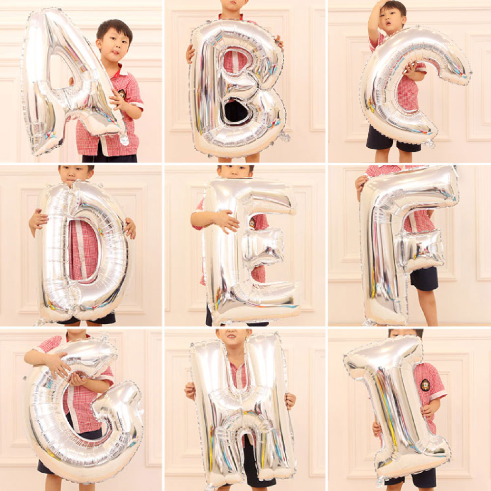 ลูกโป่งตัวอักษร A-Z สีเงิน 30 นิ้ว