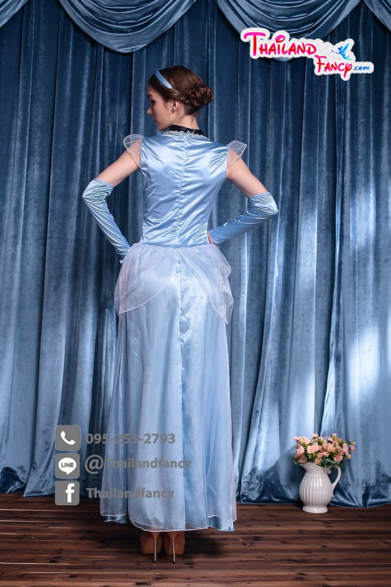 ชุดแฟนซีซินเดอเรลล่า ชุดเจ้าหญิงดิสนีย์ ชุดการ์ตูน Cinderella Cosplay ชุดนิทาน ชุดเจ้าหญิงซินเดอเรลล่ารุ่นผ้ายืดสีฟ้าอ่อน