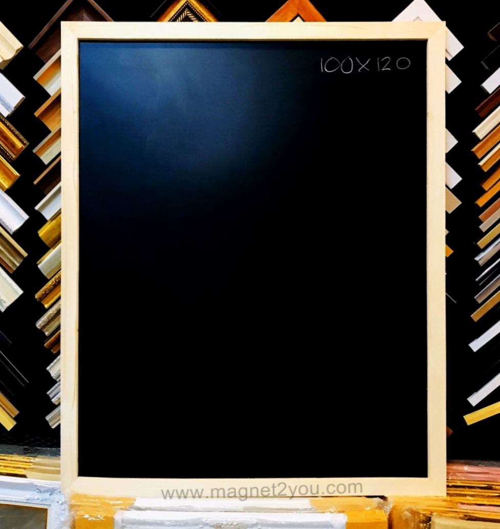 กระดานดำติดผนัง กรอบไม้สนย้อมสีได้ ขนาด 100x120