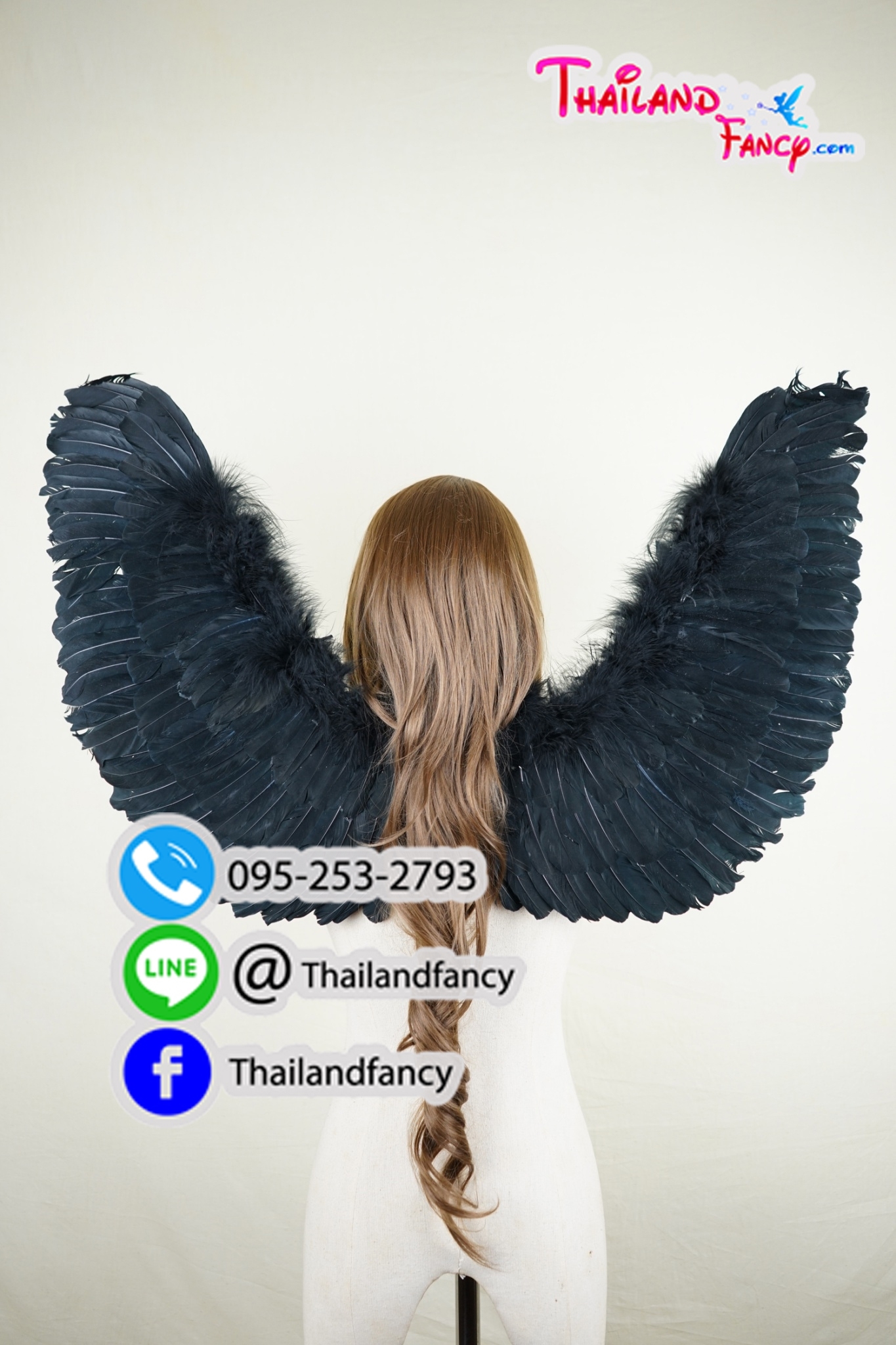 อุปกรณ์แฟนซี ปีกขนนกแฟนซี Accessories Cosplay Angel Wings ปีกขนนกนางฟ้า ปีกนางฟ้าผู้ใหญ่ ปีกนางฟ้าขนนกสีดำ Black Angel