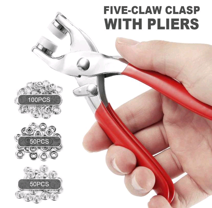 คีมตาไก่ ชุดตอกพร้อมกระดุม 9.5 มม จำนวน 200 ชิ้น