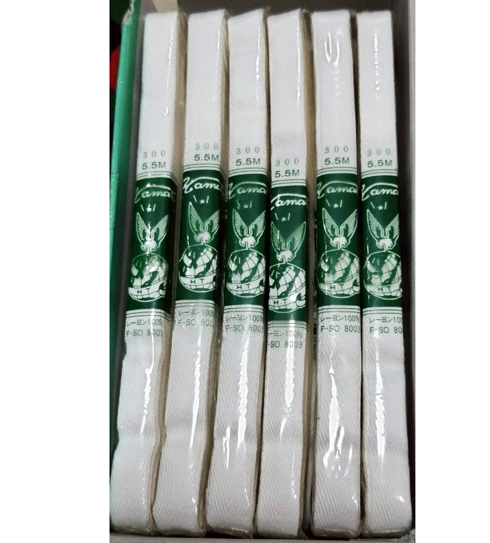 เทปผ้าทวิลพรีเมียม HIGH CLASS KINSHI เชือกผูกเสื้อผ้า, ผ้าทอฟอกขาว ทวิล จากญี่ปุ่น No.300 ความยาว 5.5m ราคา / 1 ชิ้น