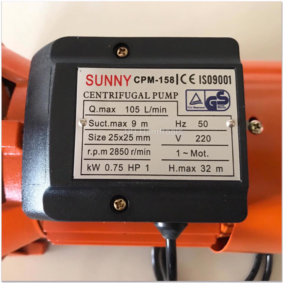 ปั้มน้ำหอยโข่งขนาด 1 นิ้ว มอเตอร์ 1 แรง ยี่ห้อ Sunny