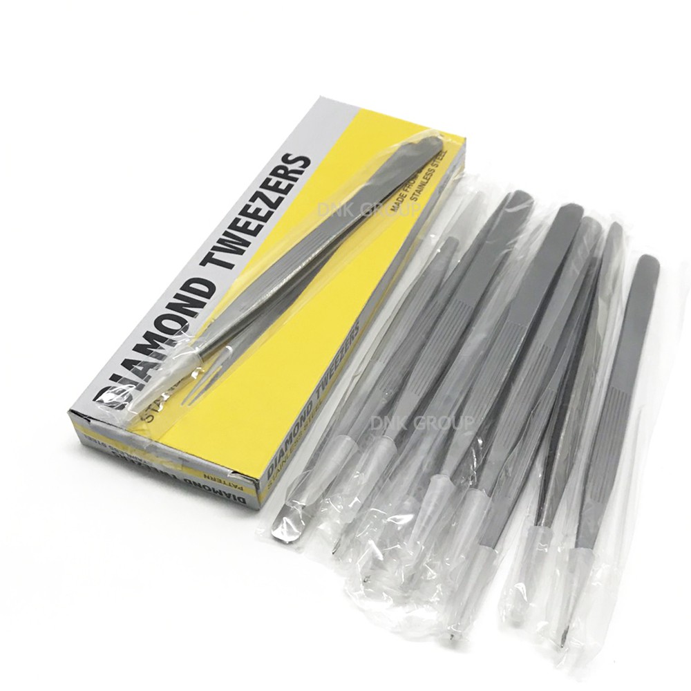 ปากคีบ แหนบคีบชิ้นงาน ปากคีบมีร่อง ปากคีบปลายแหลม1 ชิ้น ยาว 17 Cm.