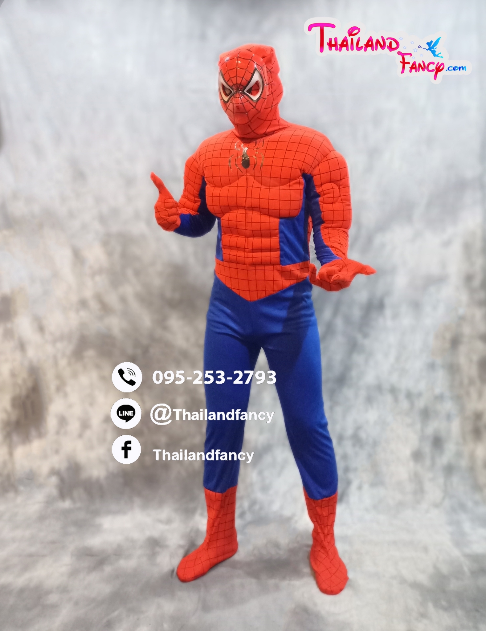ชุดเช่าแฟนซีผู้ชาย ชุดซุปเปอร์ฮีโร่ ชุดการ์ตูน ชุดสไปเดอร์แมน ชุดไอ้แมงมุม Spider Man Cosplay ชุดเช่าสไปเดอร์แมนแบบมีกล้าม
