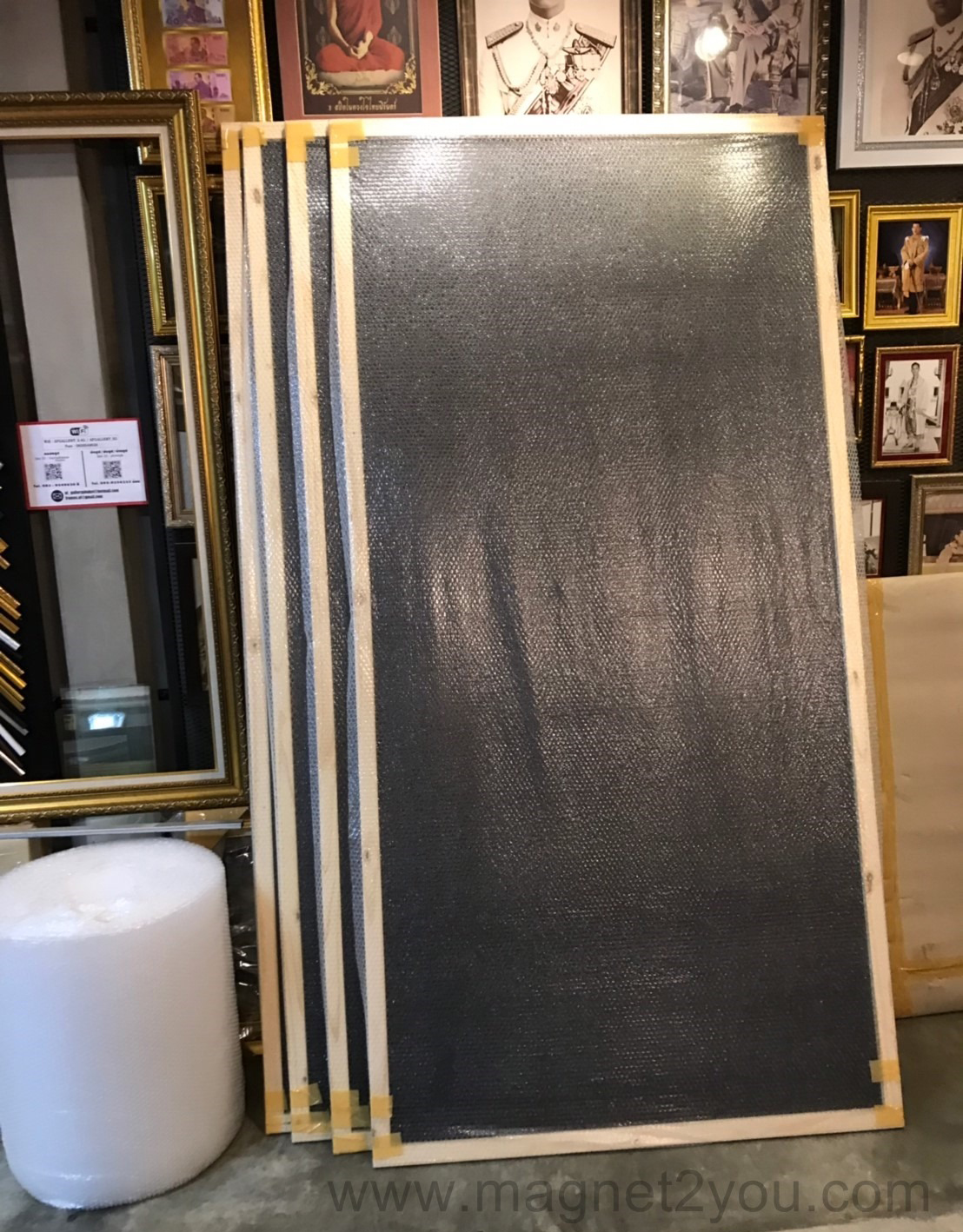 กระดานดำแม่เหล็ก 120x240 ติดผนัง (โครง 10 MM)กรอบไม้สนเลือกสีได้