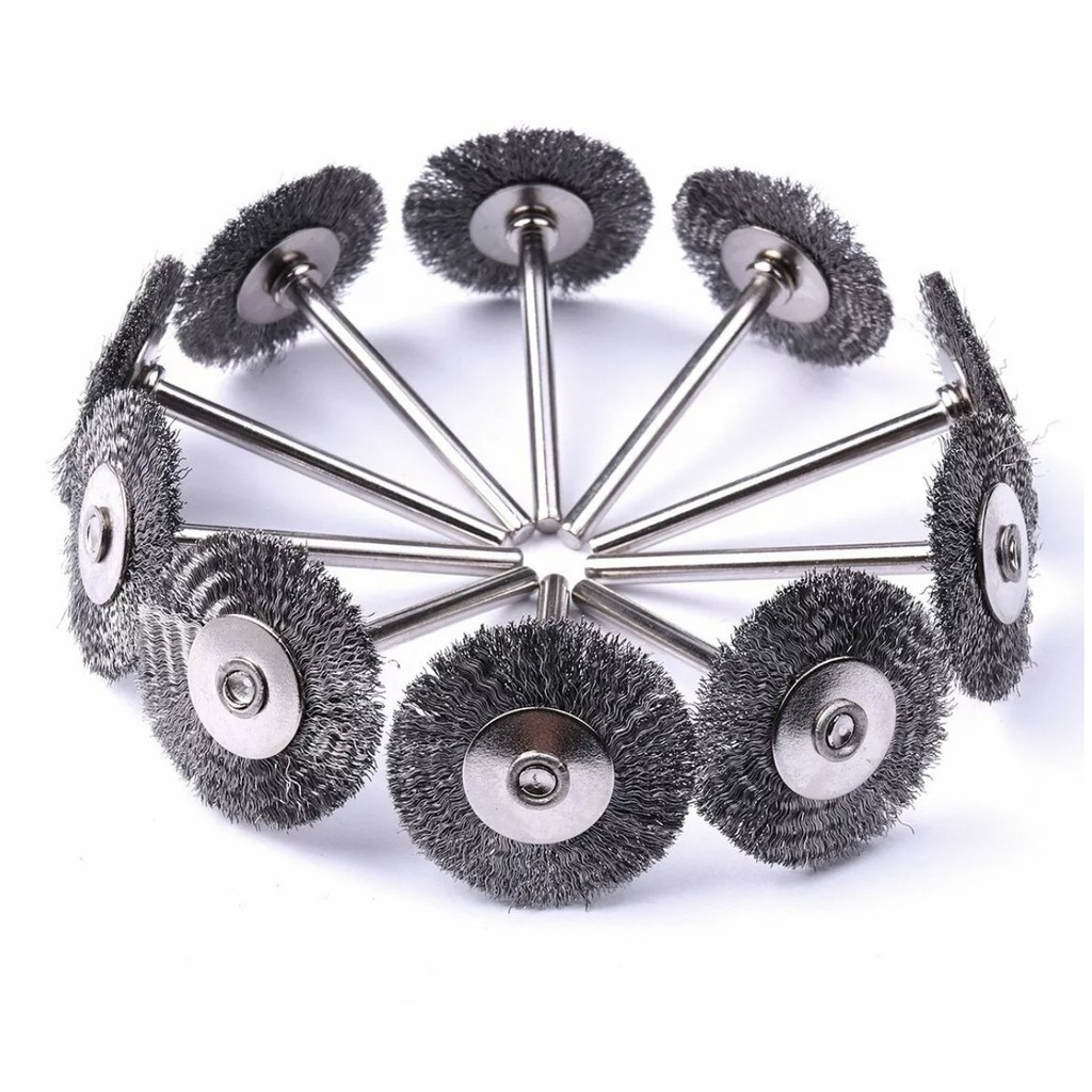 แปรงจี้เหล็กมีแกน แปรงขัด 22 มิล/12 ชิ้น